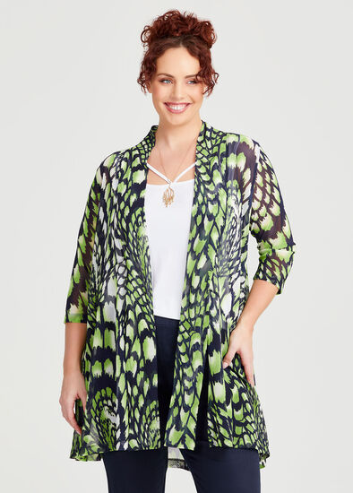 Plus Size Tie Front Mesh Cardigan