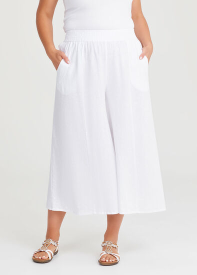 Palazzo Linen Bamboo Crop Pant,  Plus Size Palazzo Linen Bamboo Crop Pant