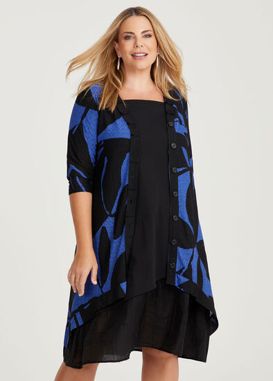 Plus Size Grosgrain Trim Tulip Cardigan