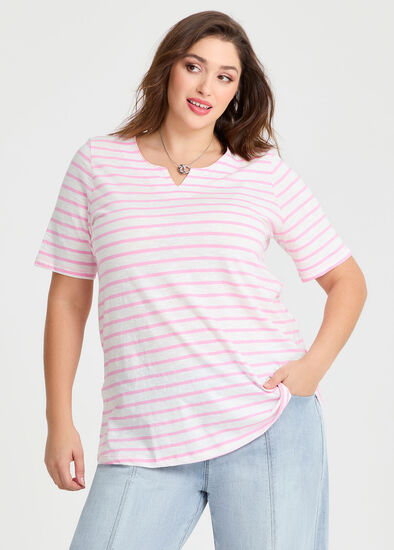 Plus Size Cotton Notch Neck Top