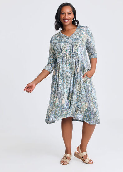 Adele Paisley Dress,  Plus Size Adele Paisley Dress