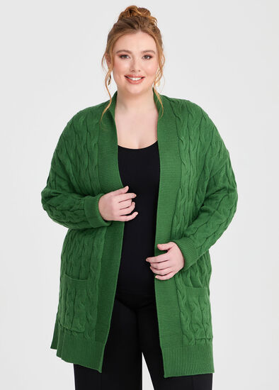 Plus Size Cable Natural Cardigan