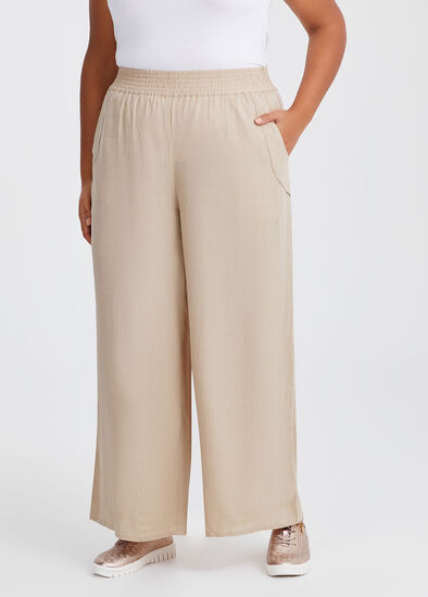 Linen Bamboo Wide Leg Pant,  Plus Size Linen Bamboo Wide Leg Pant