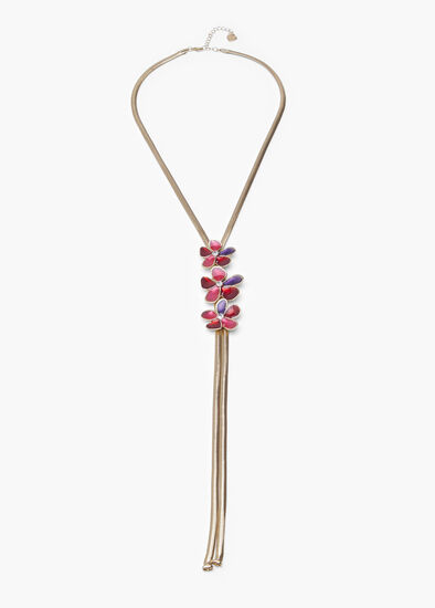 Enamel Flower Lariat Necklace