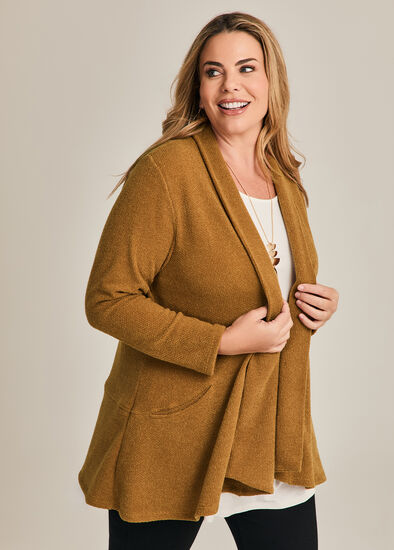 Plus Size Honeycomb Rib Knit Cardigan