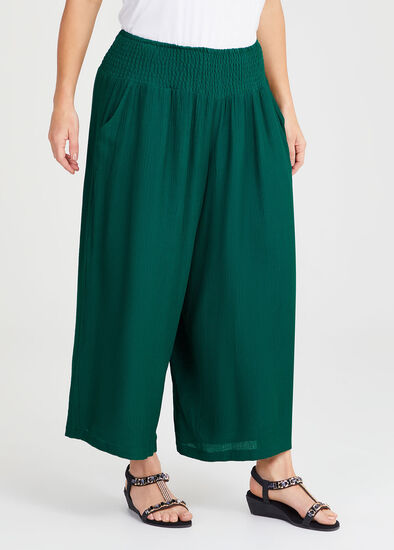 Shirred Waist Wide Leg Pant,  Plus Size Shirred Waist Wide Leg Pant
