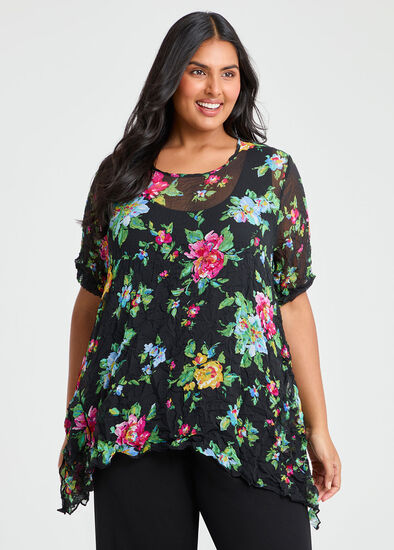 Plus Size Patch Pocket Crushed Tunic