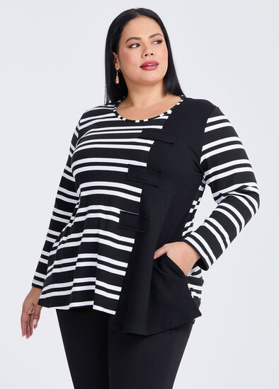 Plus Size Tab Front Detail Top