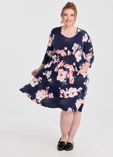 Plus Size Floral Empire Line Dress