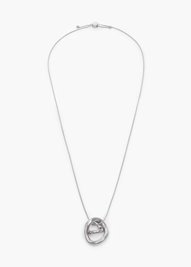 Silver Double Hoop Long Necklace