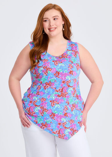 Plus Size Printed Mix Media Tank