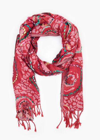 Swirl Embroidered Scarf