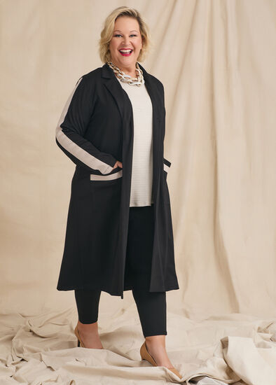 Plus Size Ponte Celia Stripe Detail Cardigan