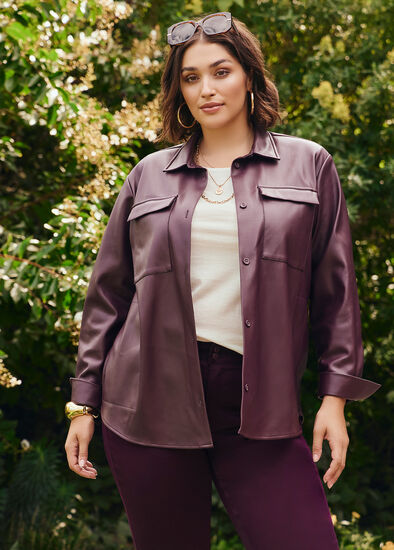 Plus Size Faux Leather Jacket
