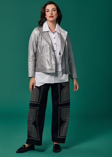 Plus Size Ponte Geo Wide Leg Pant