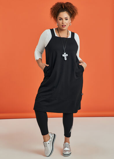 Ponte Off Duty Pinafore Dress,  Plus Size Ponte Off Duty Pinafore Dress
