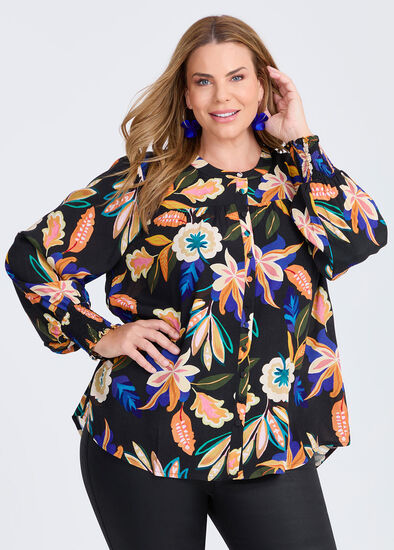 Plus Size Natural Mystic Floral Top