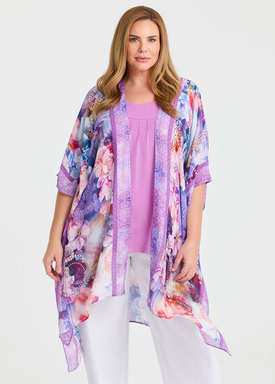 Floral Watercolour Cape Kimono