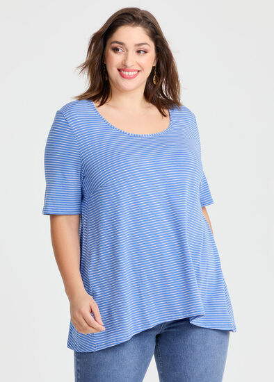 Plus Size Scoop Neck Stripe T-shirt