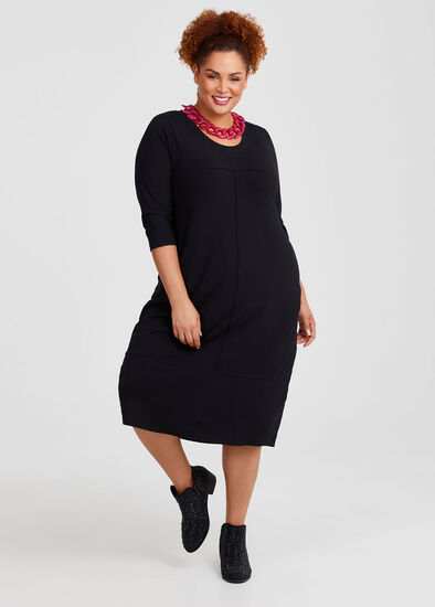 Natural Mila Pinstitch Detail Dress,  Plus Size Natural Mila Pinstitch Detail Dress