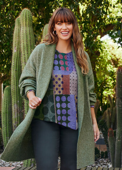 Plus Size Lofty Balloon Sleeve Cardigan