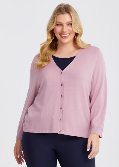 Plus Size Ivy V-neck Natural Knit Cardigan
