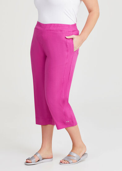 Stretch Linen Juls Crop Pant,  Plus Size Stretch Linen Juls Crop Pant