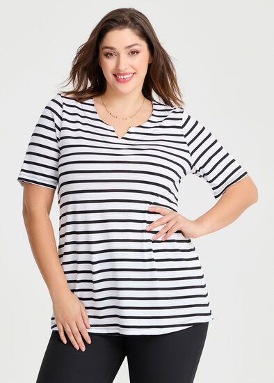 Plus Size Cotton Notch Neck Top