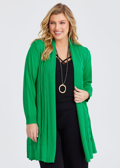 Plus Size Lettuce Edge Bamboo Knit Cardigan